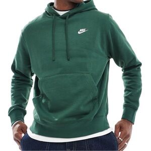 Nike Dark Green Pullover Hoodie with White Logo